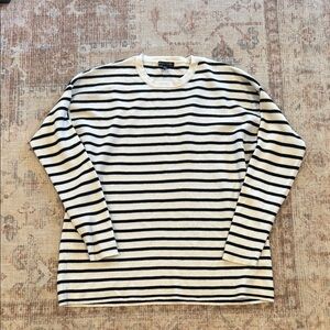 Eileen Fisher Size Medium 100% Marino Wool Black and White Stripped Sweater